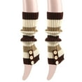 thumbnail image 4 of Besolor Leg Warmers for Women Fashion Striped Knit Ankle Socks Winter Warm Long Boot Socks with Button Accents, 4 of 5