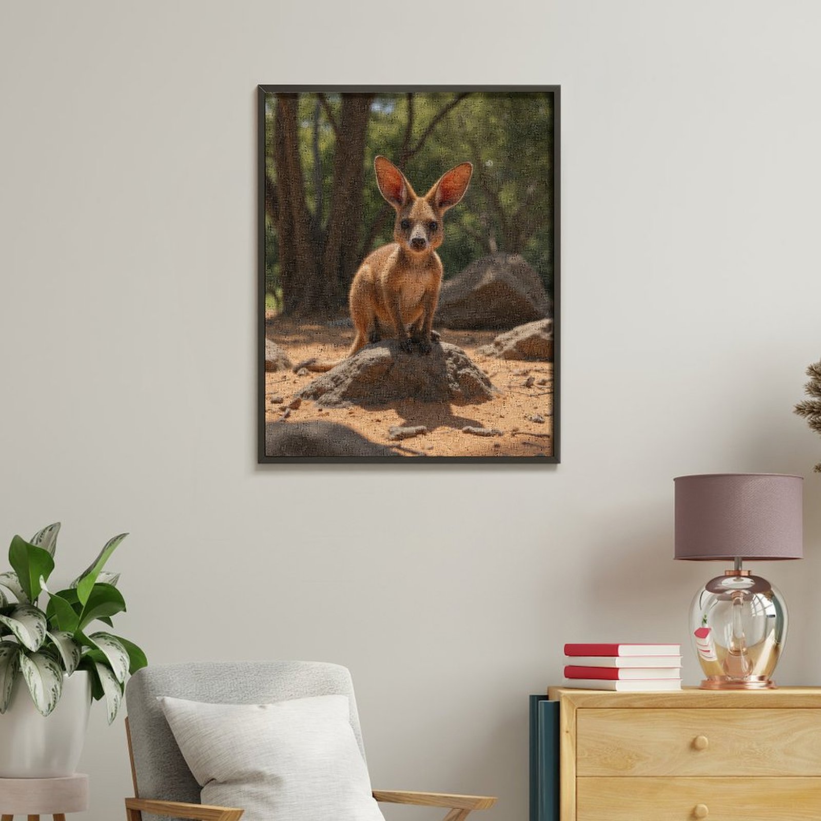Paint by Numbers Kit for Adults, Kangaroo Bunny Mix Nature Rocks Paint by Numbers, Easy Paint by Numbers Kit for Adults Beginner, DIY Adult Paint by Number Kits on Canvas, Home Decor