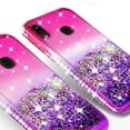 thumbnail image 4 of Galaxy Note 10 Plus Case Cover w/ Screen Protector Liquid Glitter Shock Proof Bling Waterfall Diamond Bumper for Girls Women Case for Samsung Galaxy Note 10 Plus - Pink/Purple, 4 of 5
