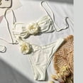thumbnail image 4 of Conjunto de Bikini de cintura alta para mujer, traje de baño de dos piezas con realce cruzado, color marrón, 2024, 4 of 5