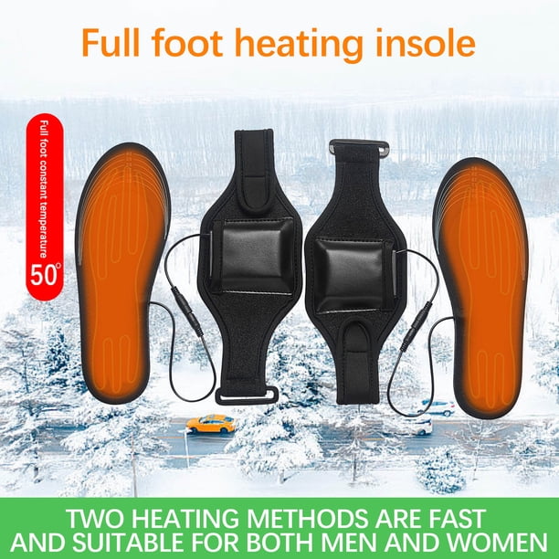 Plantillas calefactadas por USB - Calentadores de pies recargables para botas y zapatos, plantillas cortables con calefacción de fibra de carbono, 3 pilas AA (pilas no incluidas)