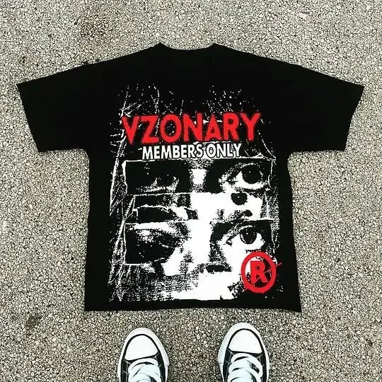 Camiseta grande con estampado de calle Harajuku para hombre, remera gótica 2024 con gráfico y2k, Top gótico armado de manga corta