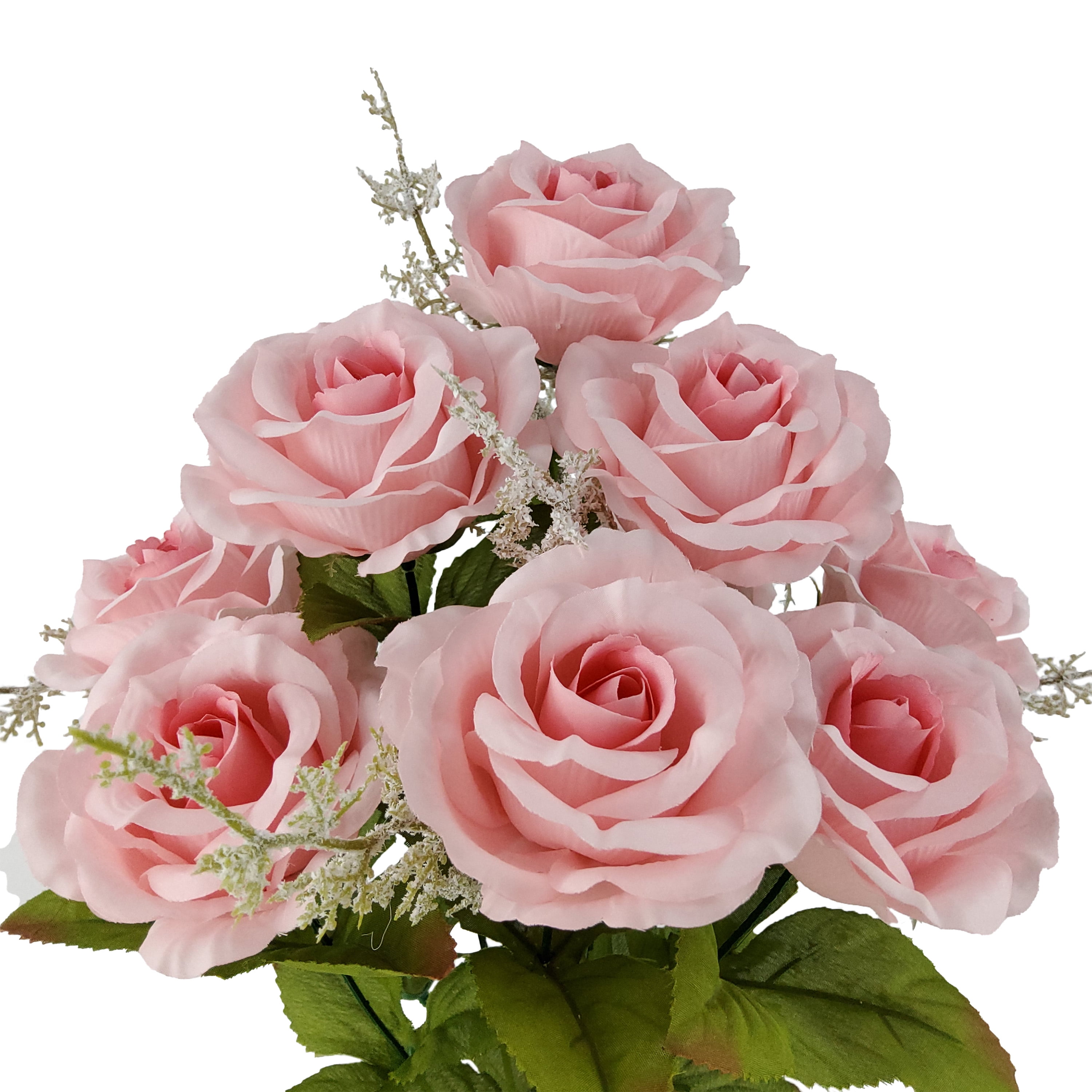 Mainstays Indoor Artificial Flower Rose Bush, Pink Color, Assembled Height 17.5"