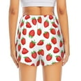thumbnail image 4 of Xecao's Strawberries for a double-layer running short for women, perfect for gym, tennis, and more, featuring a convenient pocket., 4 of 9