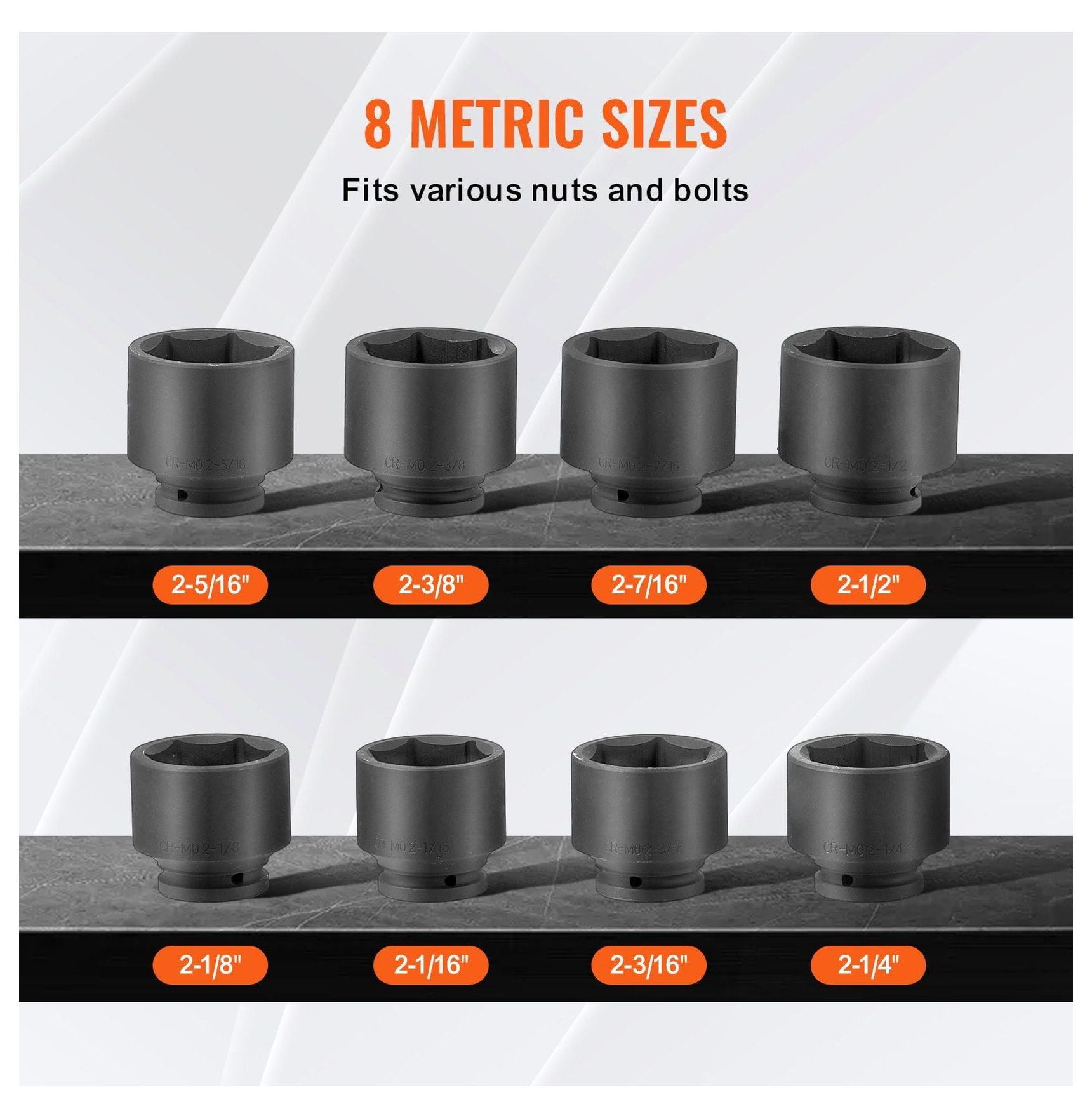 3/4" Drive Axle Nut Impact Socket Set - 8PC SAE Spindle Nut Sockets - 6-Point - CR-MO Steel - Vehicle Maintenance & Repair
