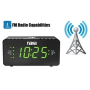 Naxa Electronics NRC-191 Dual Alarm Clock with Qi Wireless Charging Function