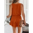 thumbnail image 3 of High Waist Tank Rompers V Neck Beach Womens Flowy Ruffle Layered Shorts Jumpsuit, 3 of 6