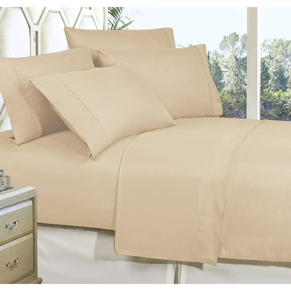 celine Linen Meilleurs, les Plus Doux, les Plus Douillets Draps de Lit Jamais 1800 Fils Qualité Égyptienne Résistant aux Plis Ensemble de Draps 4 Pcs avec Poches Profondes, california Très Grand, Beige Crème