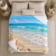 thumbnail image 5 of Tranquil Tropical Beach Starfish Shells Coastal Nature, Peaceful Coastal Landscape Scene, Warm Flannel Blanket for Beach House and Living Room, Beach Lovers Housewarming Gift, Coastal Home Decor, 5 of 9