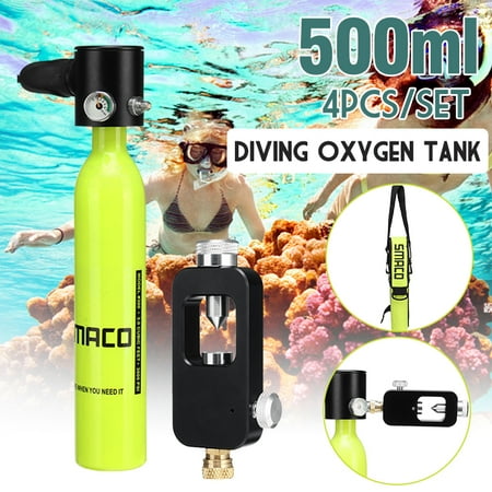 - 500ML Oxygen Cylinder Scuba Diving Equipment Backup Air Tank+Scuba Tank Refill Adapter