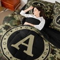 thumbnail image 3 of Erosebridal Green Brown Camouflage Twin Bedding Sets 7-Piece For Boys Teens,Personalized Initial A Bedding Comforter Set,Black Reversible, 3 of 6