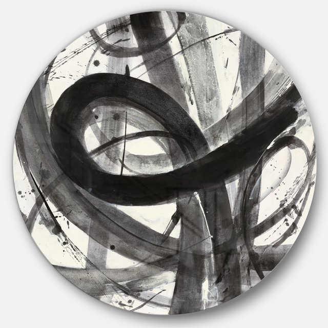 Designart 'Rouleau Minimaliste III' Art Mural Géométrique en Métal - Disque de 36