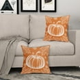 thumbnail image 3 of Orange Fall Pillow Covers 16x16 Set of 2 White Pumpkin Maple Leaf Autumn Themed Thanksgiving Print Decorative Throw Pillows Outdoor Farmhouse Pillowcases Cushion Case Decor for Couch Sofa Bed, 3 of 6