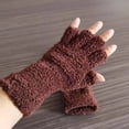 thumbnail image 2 of Krdevn Kids Thermal Fingerless Gloves Extra Long Wrist Knitted Mittens for Boys Girls Winter Warm Half Finger Handwear,One Size, 2 of 3