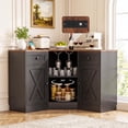 thumbnail image 7 of Homieasy L-Shaped Corner Cabinet, Kitchen Pantry Storage Cabinet with Built-In Outlets & 360° Lazy Susan, Farmhouse Coffee Bar Cabinet,Corner Pantry for Kitchen Dining Living Room,Black, 7 of 7