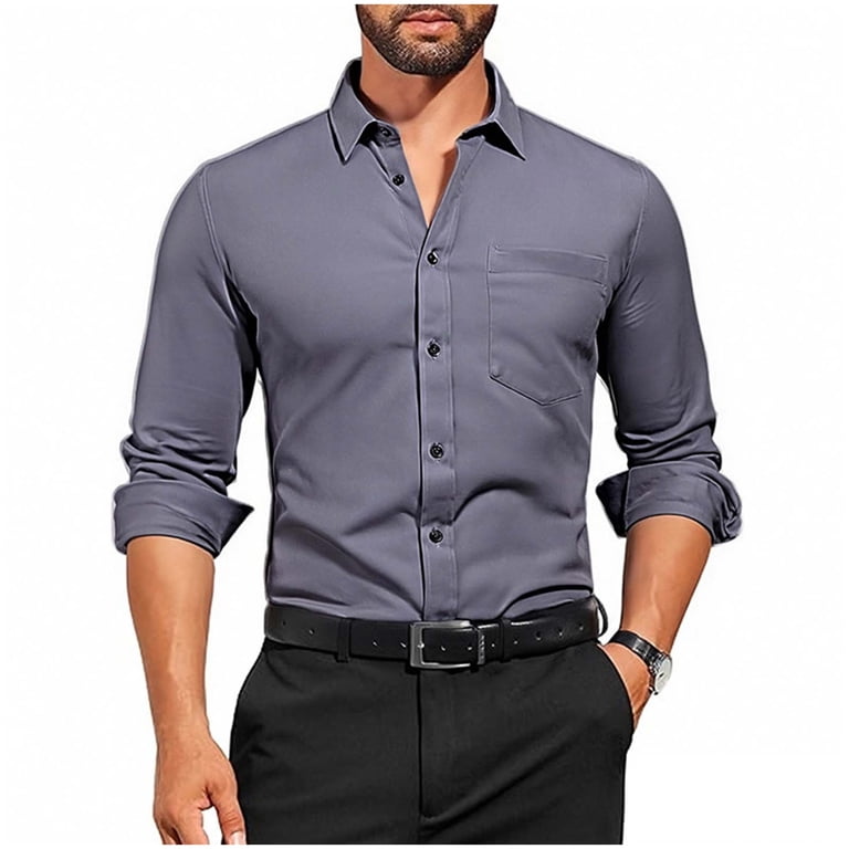 mens dress shirts with hidden buttons Uptown Spread Collar Hidden Button Performance Sport Shirt