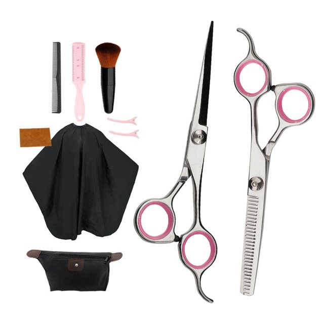 Pro Peluquería Peluquería Tijeras Cepillo de Pelo Capas Vestidos Juego de Tijeras - Rosa Rosado Baoblaze Tijeras De Peluqueria