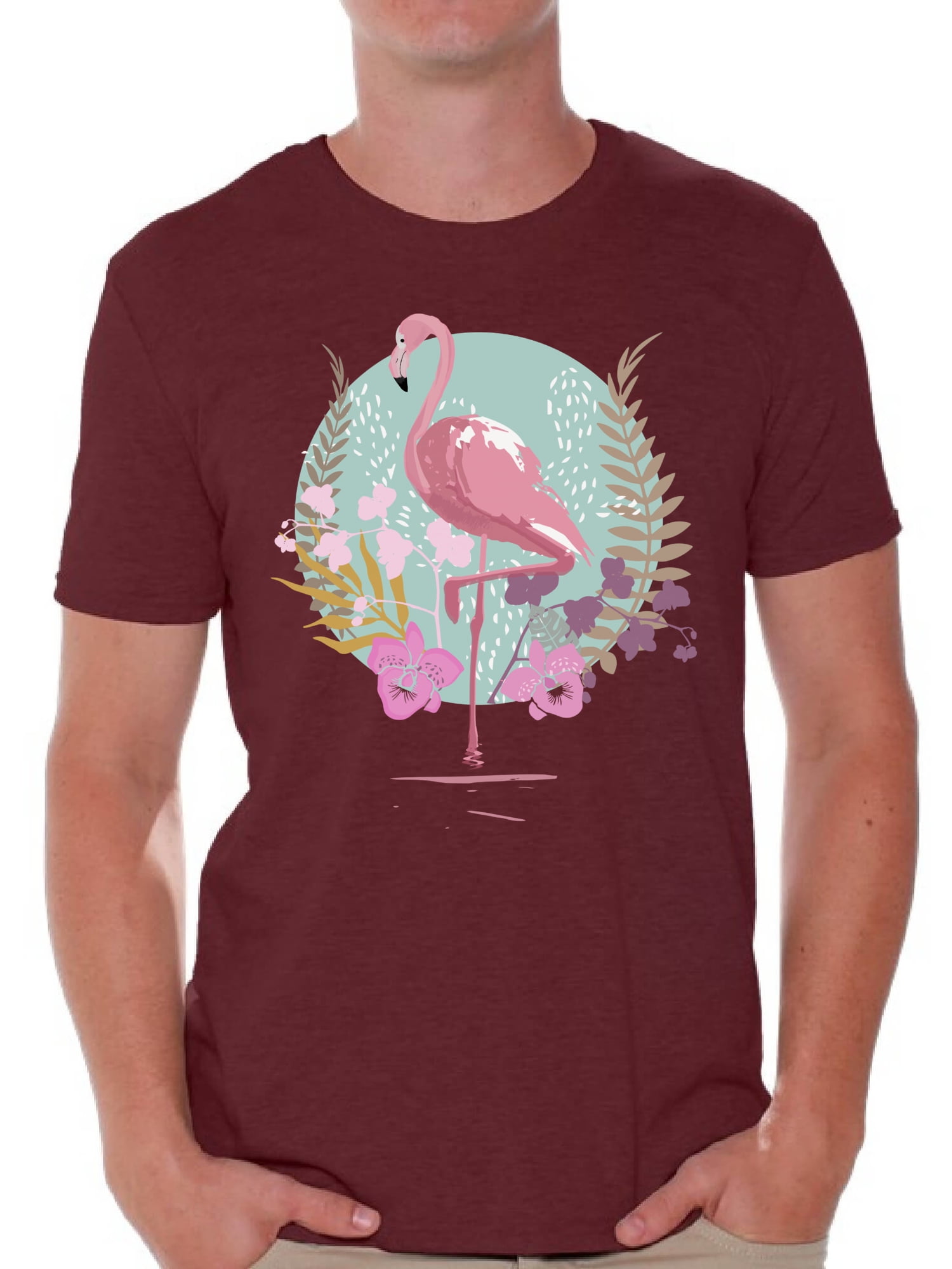 Awkward Styles - Awkward Styles Flamingo and Orchids T Shirt for Men Summer Mens Shirts Pink