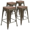 thumbnail image 2 of BizChair 24" High Metal Counter-Height, Indoor Bar Stool with Wood Seat in Gun Metal Gray - Stackable Set of 4, 2 of 13
