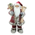 thumbnail image 2 of 24" Nordic Skiing Standing Santa Claus Christmas Figure with Burlap Gift Bag, 2 of 3