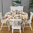 thumbnail image 1 of Polyester Round 60 x 60 Inch Washable Reusable Waterproof Table Cloth - Watercolor Maple Leaves Print Print Table Cover for Autumn/Fall/Harvest Decoration, 1 of 4