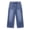 Blue, variant on Womens Cropped Jeans Wide Leg Cuffed Hem Denim Trousers with Pockets Casual Daily Streetwear Jeans Dark Blue