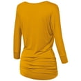 thumbnail image 2 of Made by Johnny Women's V-Neck 3/4 Sleeve Dolman Top with Side Shirring XS MUSTARD, 2 of 6