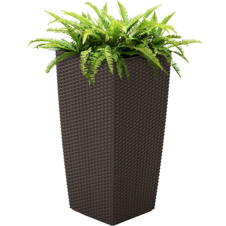Best Choice Products Self Watering Wicker Planter w/ Water Level (Best Flowers For Shade Planters)