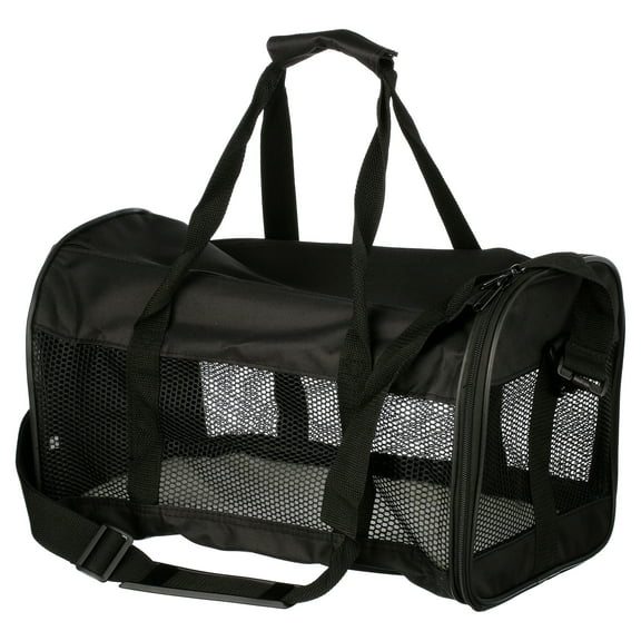 Petmate Soft Sided 2-Door Travel Dog Kennel Cab Pet Carrier for Dogs and Cats, Small 17" for Pets Up To 10 lb, Black