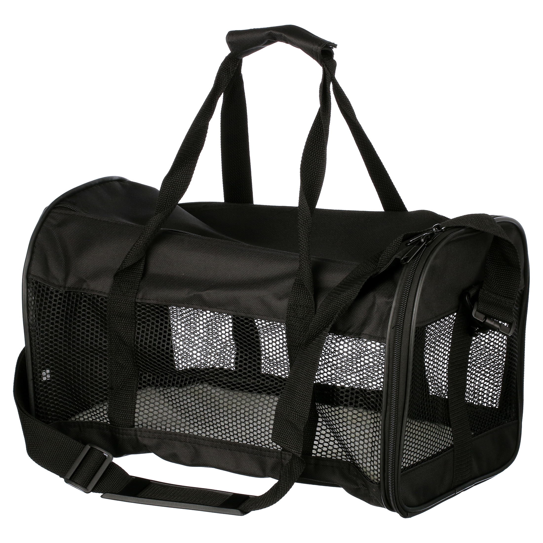 Petmate Soft Sided 2-Door Travel Dog Kennel Cab Pet Carrier for Dogs and Cats, Small 17" for Pets Up To 10 lb, Black