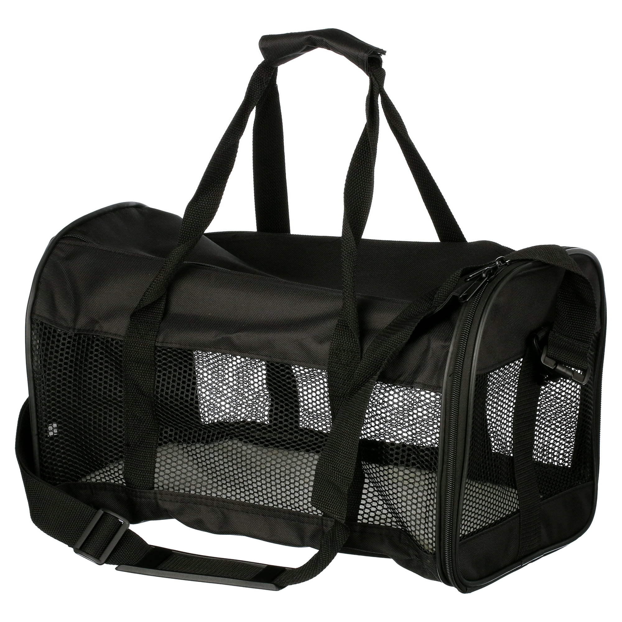 Petmate Soft Sided 2-Door Travel Dog Kennel Cab Pet Carrier for Dogs and Cats, Small 17" for Pets Up To 10 lb, Black