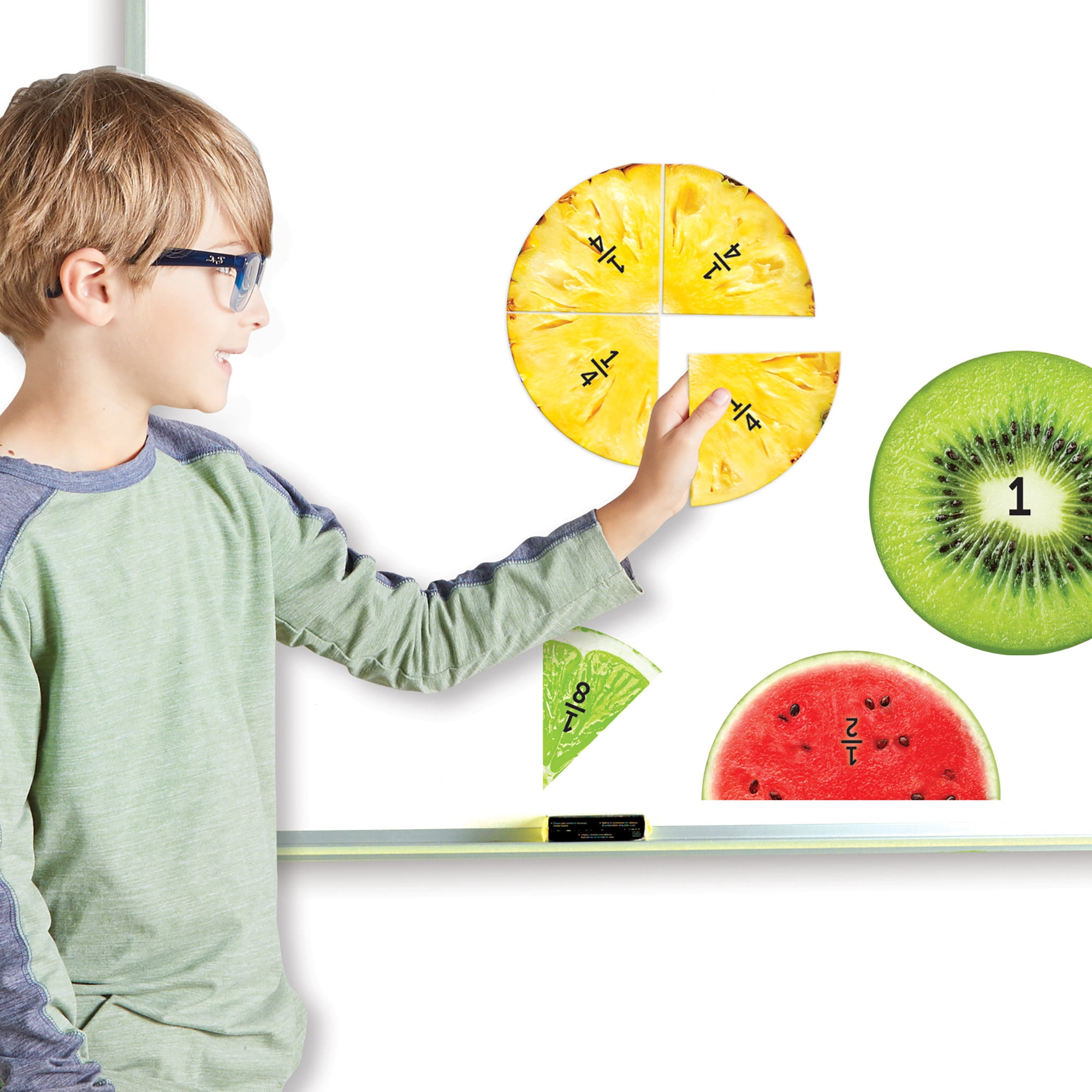 Learning Resources Magnetic Fruit Fractions - 24 Pieces, Boys and Girls Ages 6+ Educational Toys for Kids, Math Learning Games for Kids, Fractions Learning Games