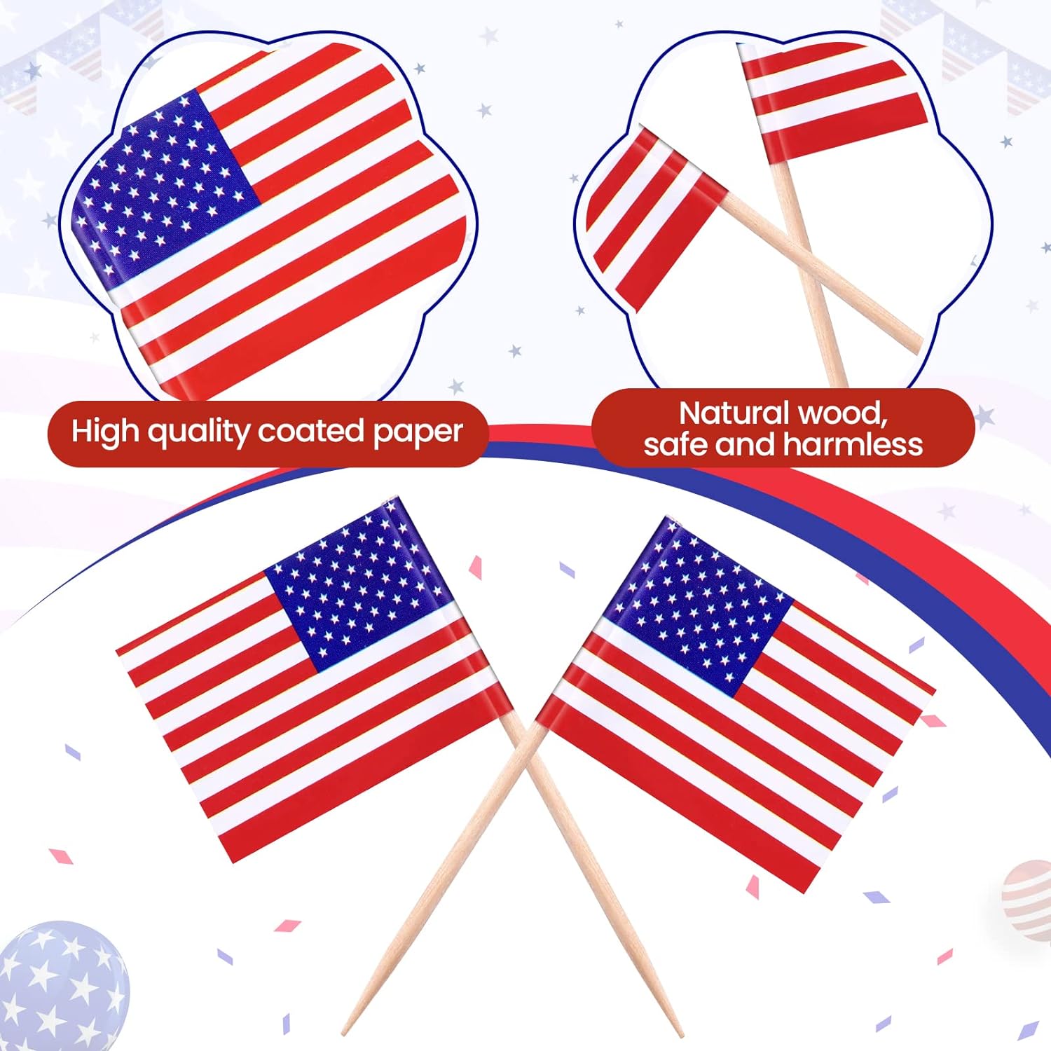 100 Stück USA Air Force Flügel Zahnstocher-Flaggen – Mini-Fähnchen Für Kuchen, Obst & Party-Deko