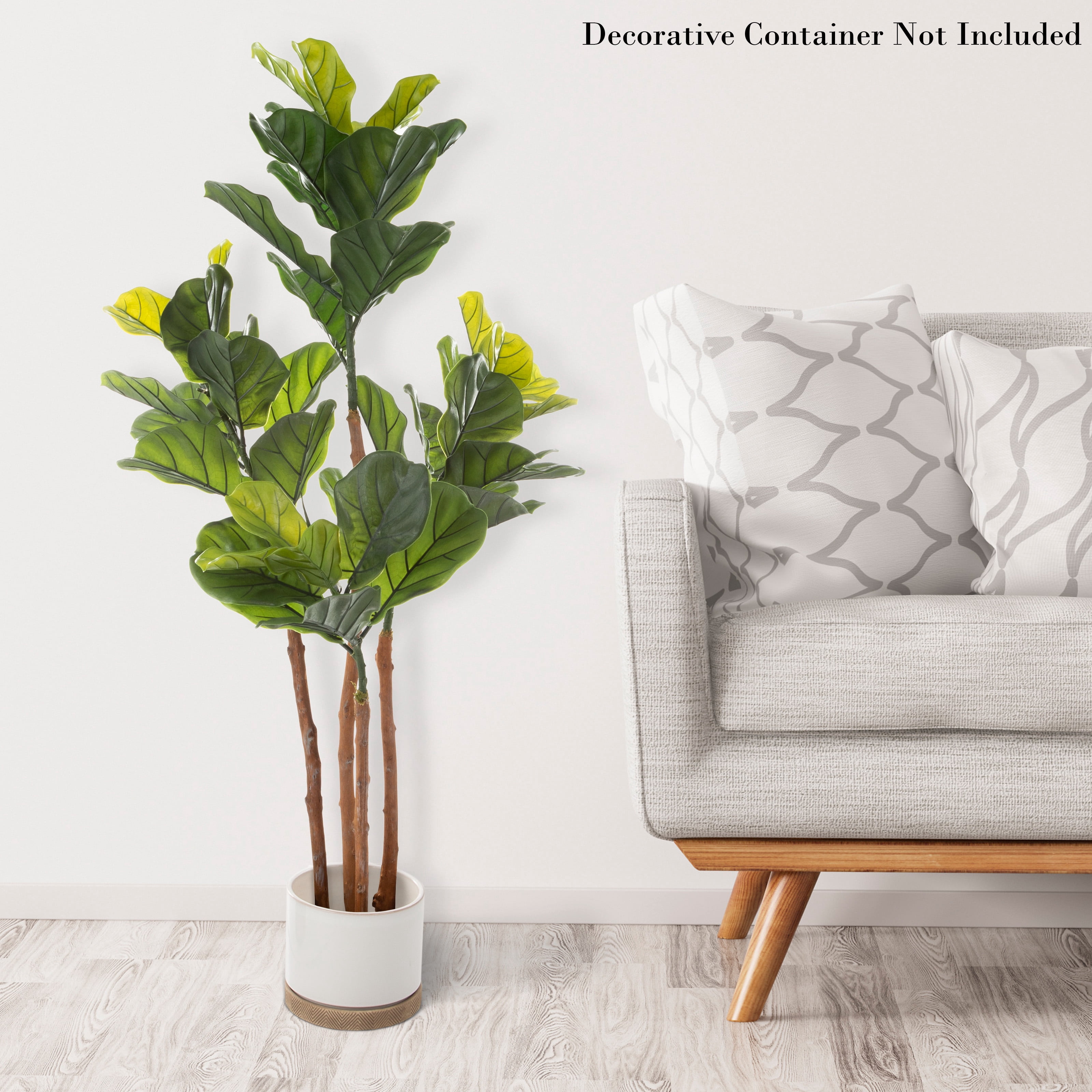 Pure Garden 50-Inch Potted Fiddle Leaf Fig Artificial Tree for Home Décor