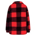 thumbnail image 4 of Jjayotai Women's Plaid Fleece Jacket Coats, Flannel Lapel Sherpa Shacket, Outwear Fall Winter Hoodies, Teddy Coat with Pockets Red XXXXXL, 4 of 4