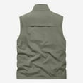 thumbnail image 7 of LpwkSSA Mens Casual Fashion Vest, Zipper Thin Sleeveless Outdoor Multi Pocket Vest for Men Stand Up Slim Fit Casual Solid Collar Breathable Workwear Green XXL, 7 of 7