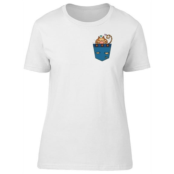 Upperside Cat In Shirt Pocket T-Shirt Women -Image by Shutterstock, Female Medium