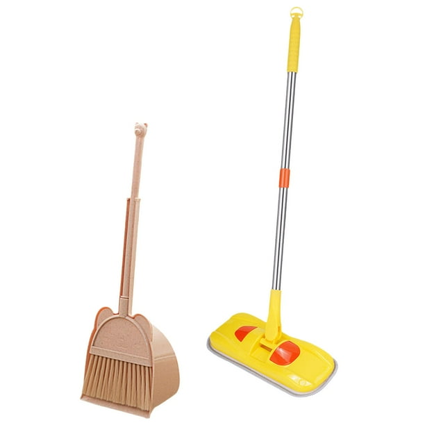 Juego de juguetes de limpieza para niños, juego de simulación, mini escoba y recogedor, juego de trapeador para niños Amarillo