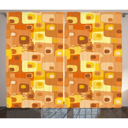 retro curtains 2 panels set abstract square pattern rounded funky geometric modern ornament tiled illustration - Retro Curtains retro curtains 2 panels set abstract square pattern rounded funky geometric modern ornament tiled illustration - Retro Curtains