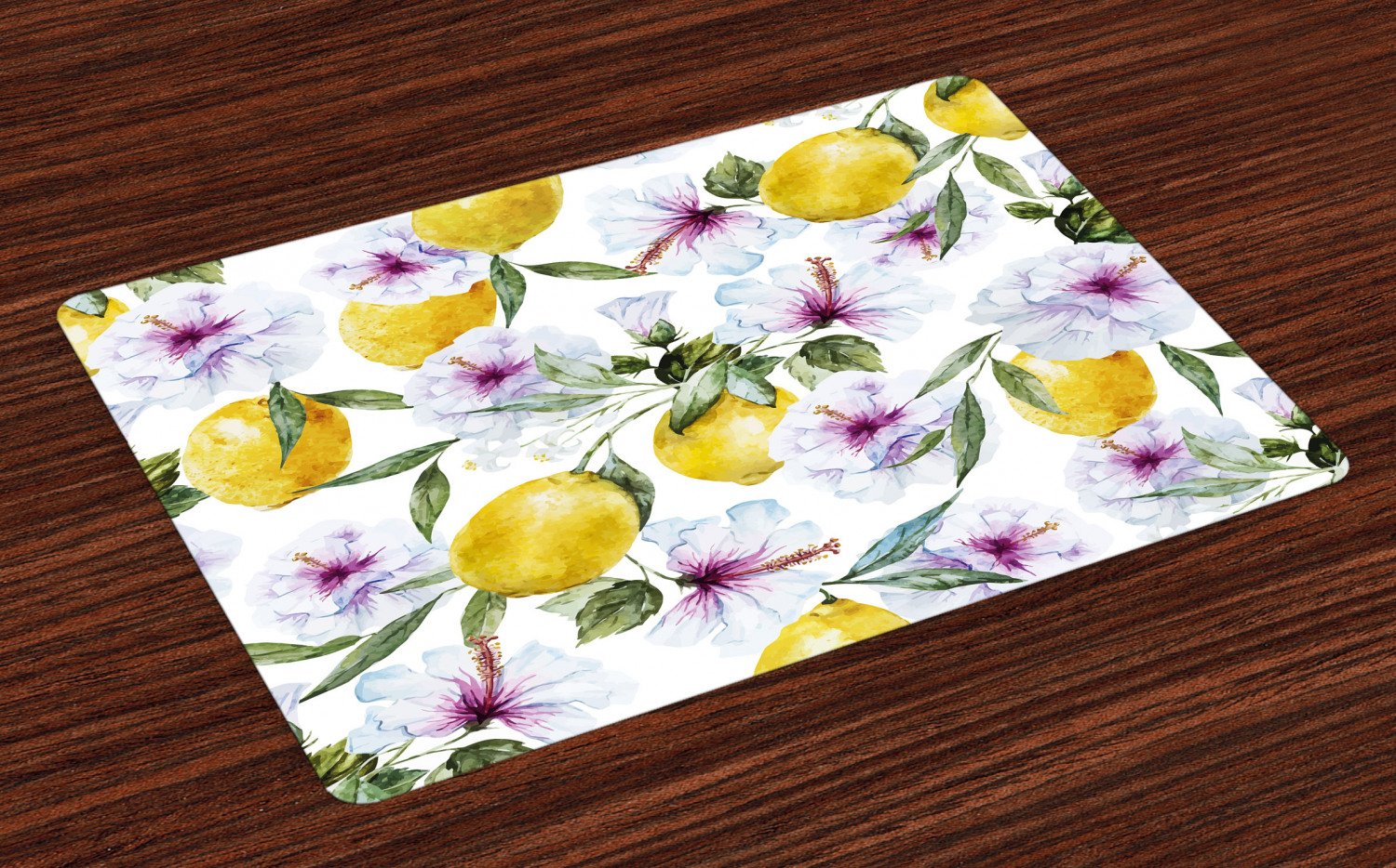 Spring Placemats Set of 4 Flowers Lemons Essence Refreshing Agriculture