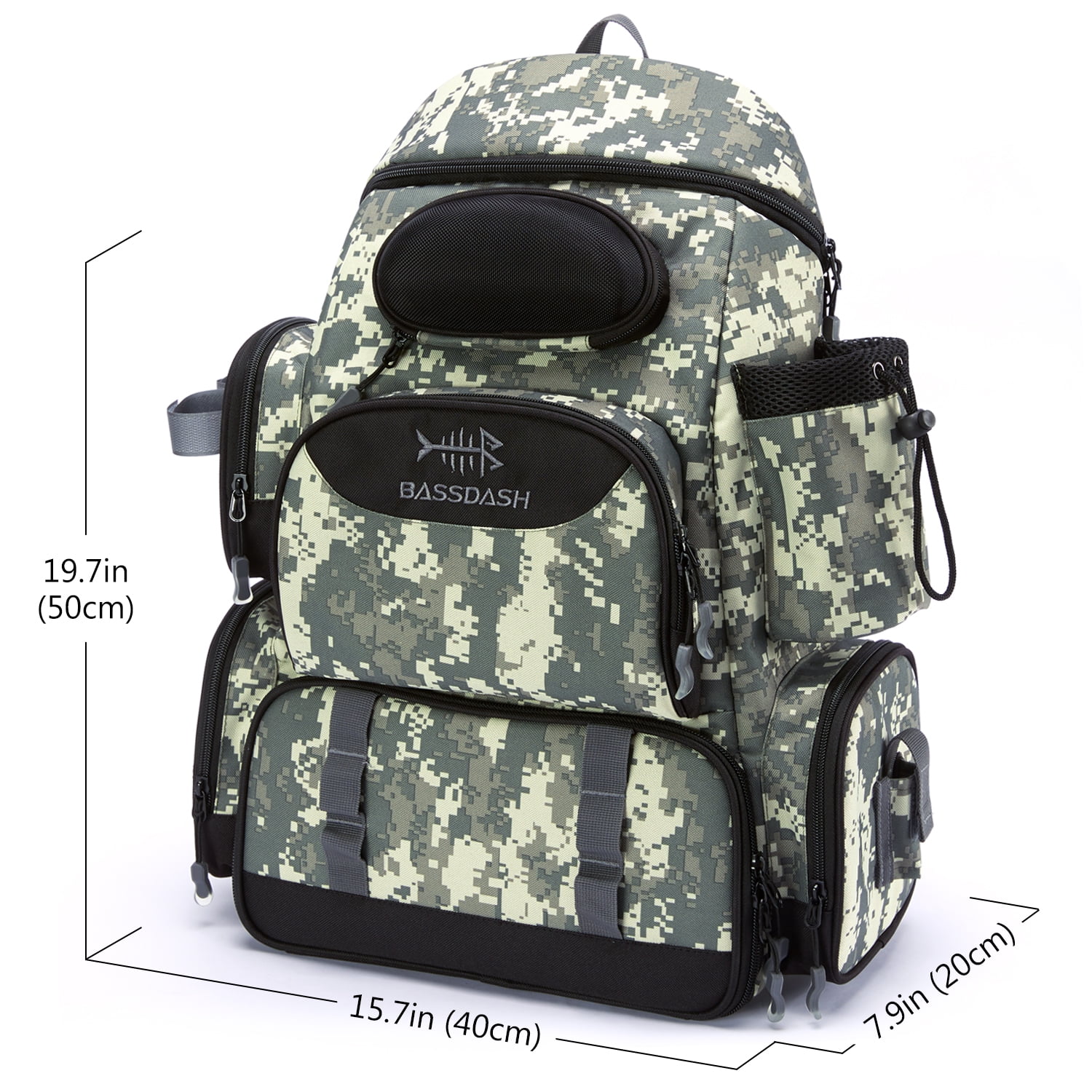 Bassdash Fishing Tackle Backpack Water Resistant Lightweight Tactical Bag Soft Tackle Box with Rod Holder and Protective Rain Cover