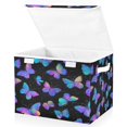 thumbnail image 2 of IAUYY 42*32*30cm Storage Bin with Lid Storage Boxes with Handles,300D Oxford Fabric+Hollow Board Applicable to Clothes Storage Office Storage,The Butterfly with Holographic Effect, 2 of 6