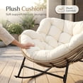 thumbnail image 5 of RADIATA Outdoor Papasan Rocking Chair with Cushion, Oversized Patio Lounge Rattan Egg Recliner, 450 lbs Capacity Glider for Garden, Bedroom, Beige, 5 of 8