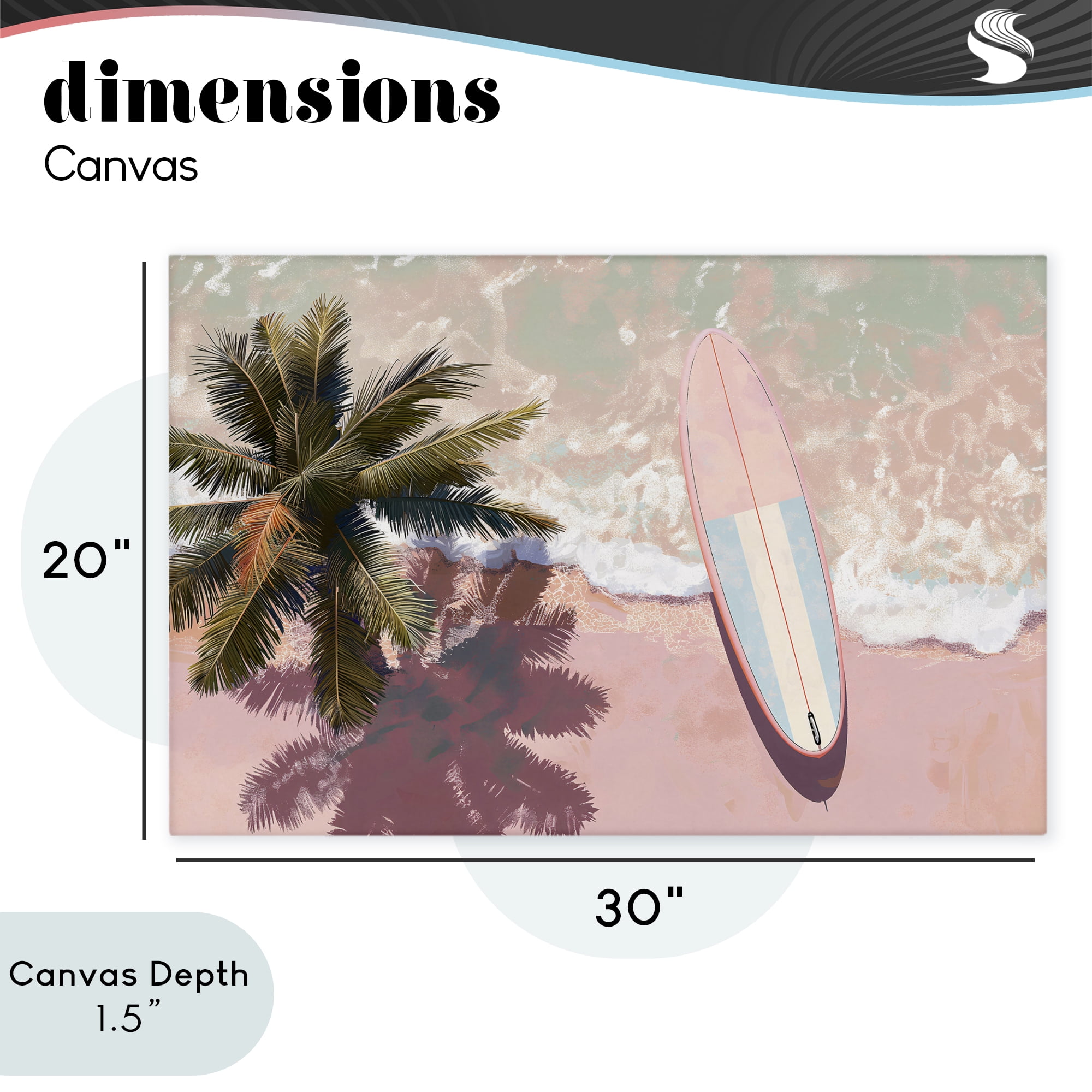Stupell Industries Blush Pink Surfboard & Palm Canvas Wall Art, design by Jacky Ngan