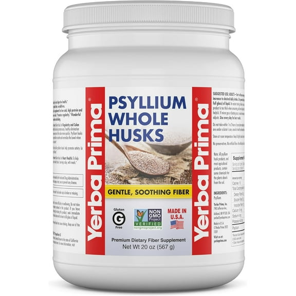Yerba Prima Psyllium Whole Husks Colon Cleanser Weight Loss Bulk 20-Ounce