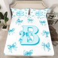 thumbnail image 2 of Homewish Blue Bowknot Letter Queen Sheet Sets for Girl, Kawaii Initial B Letter Flat Sheet, Cartoon Princess Style Queen Fitted Sheet, Super Cozy Room Decor, 4 Pieces, 2 of 7