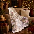 thumbnail image 3 of Romantic Pink Hydrangea Fountain Courtyard Garden Art, Festive Botanical Garden Scene, Warm Flannel Blanket for Sunroom and Reading Nook, Garden Lovers Valentine's Day Gift, Botanical Home Decor, 3 of 9