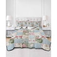 thumbnail image 3 of Green Blue Pink Botanical Full Size Down Alternative Comforter, Lightweight Comforter Quilt Bedding Set with Pillow Shams Spring Floral Vintage All Seasons Bed Comforter Duvet Insert 78"x90", 3 of 7