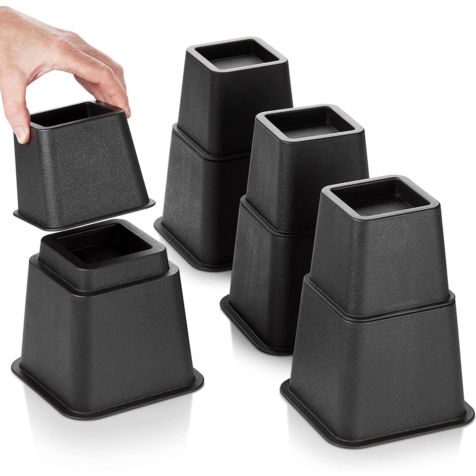 Hold N’ Storage Stackable Bed Lifters Furniture Riser Set for Bed Legs