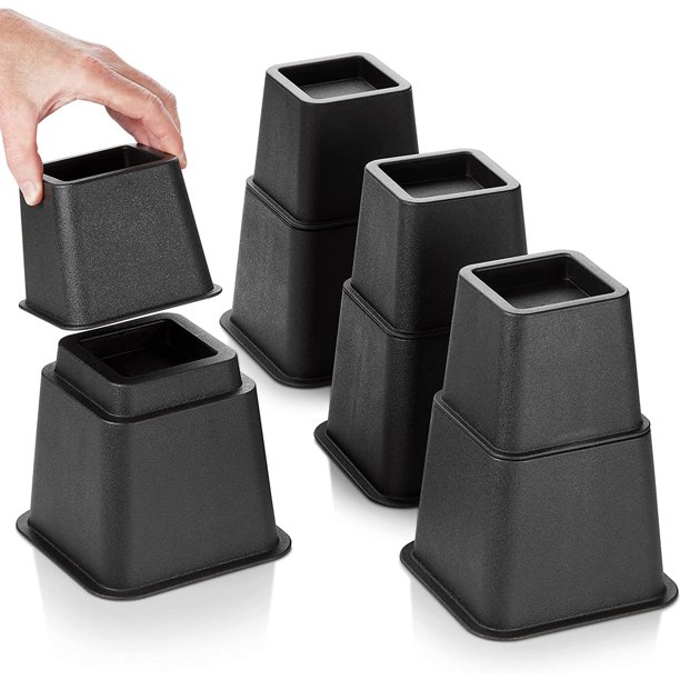 Hold N’ Storage Stackable Bed Lifters Furniture Riser Set for Bed Legs